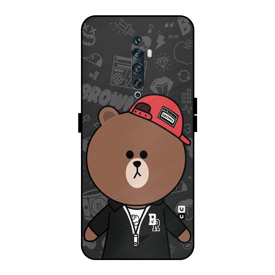 Panda Brown Metal Back Case for Oppo Reno2 F