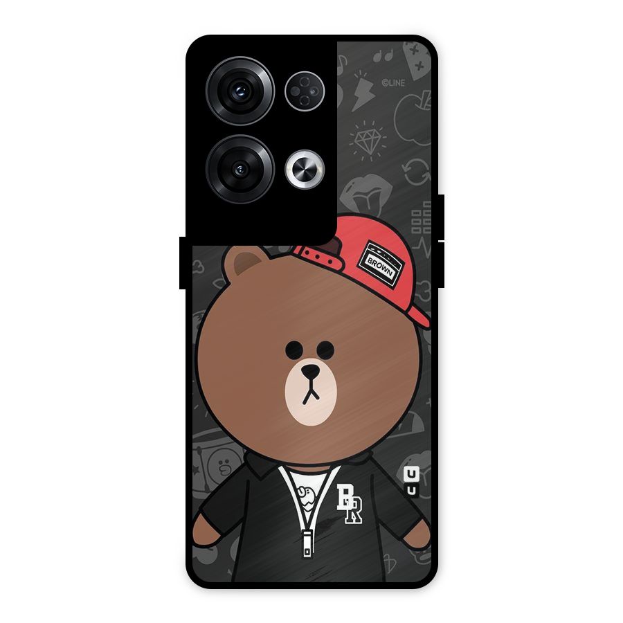 Panda Brown Metal Back Case for Oppo Reno8 Pro 5G