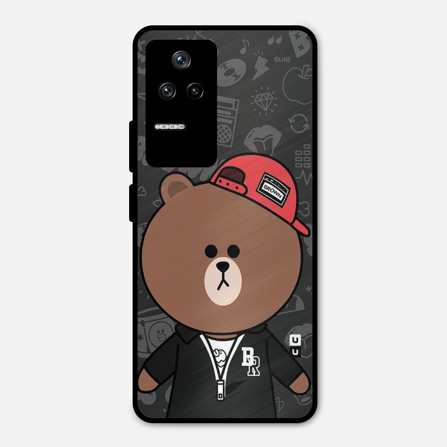 Panda Brown Metal Back Case for Poco F4 5G