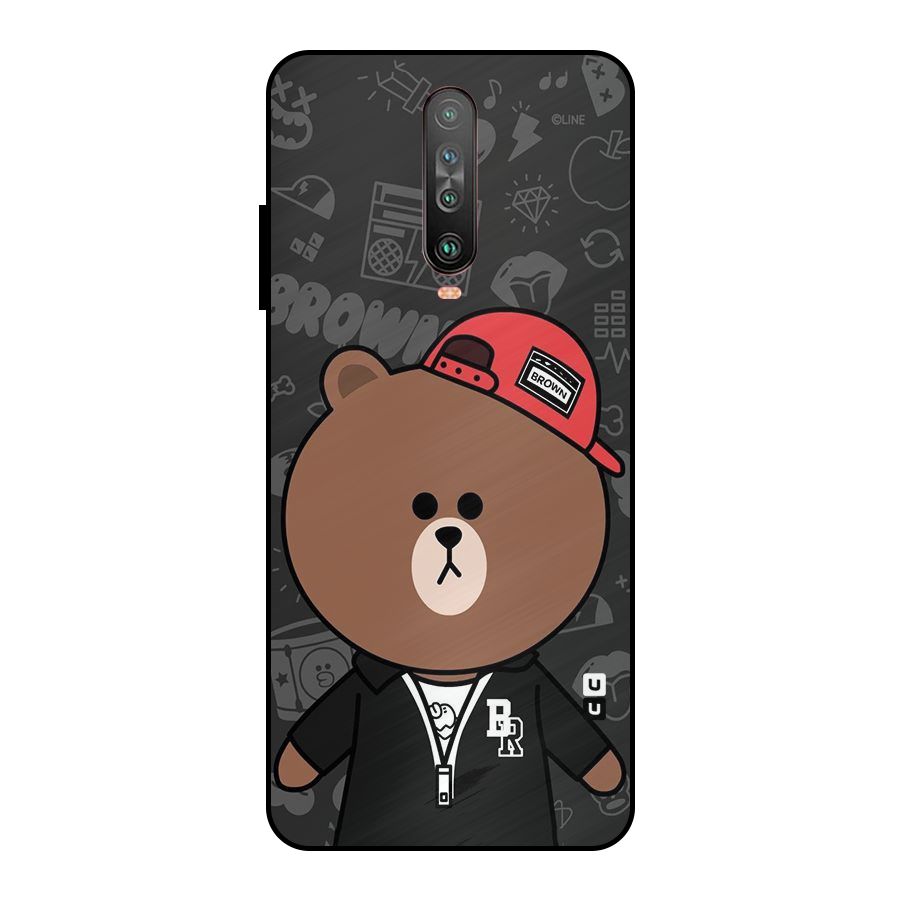 Panda Brown Metal Back Case for Poco X2