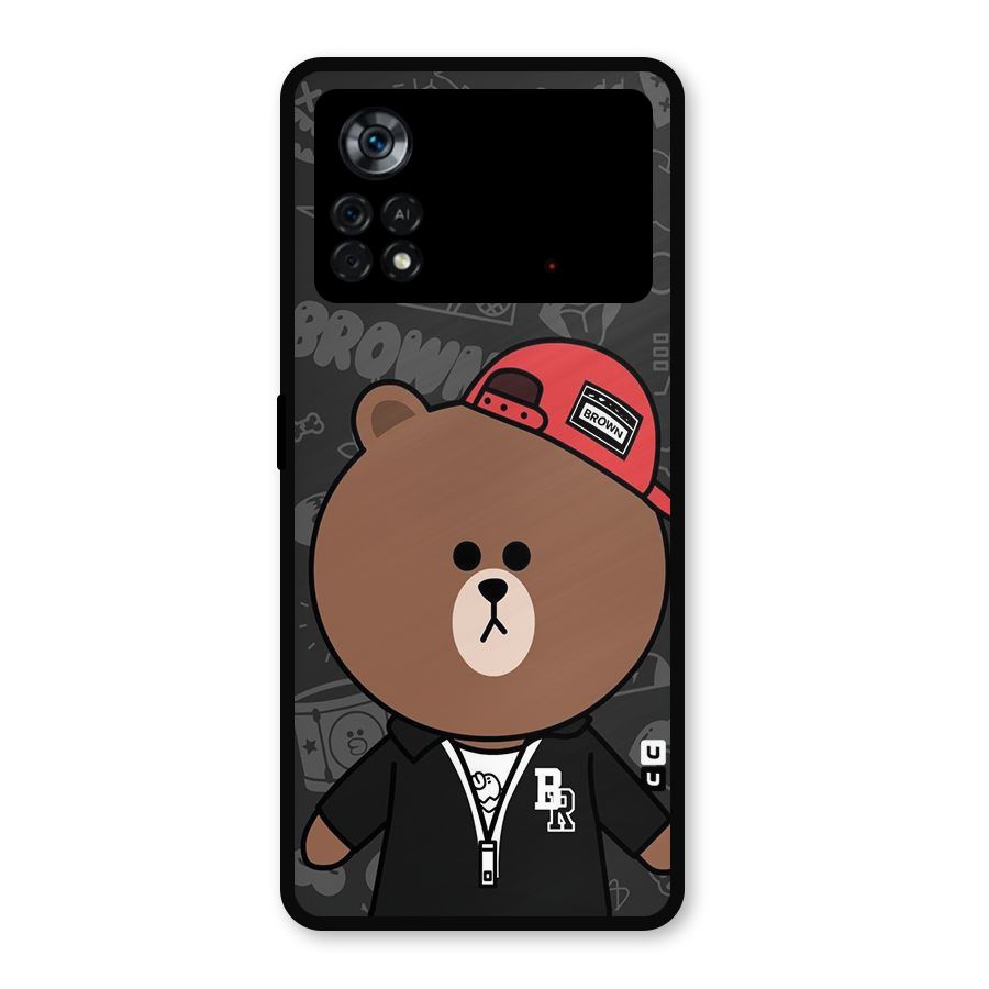 Panda Brown Metal Back Case for Poco X4 Pro 5G