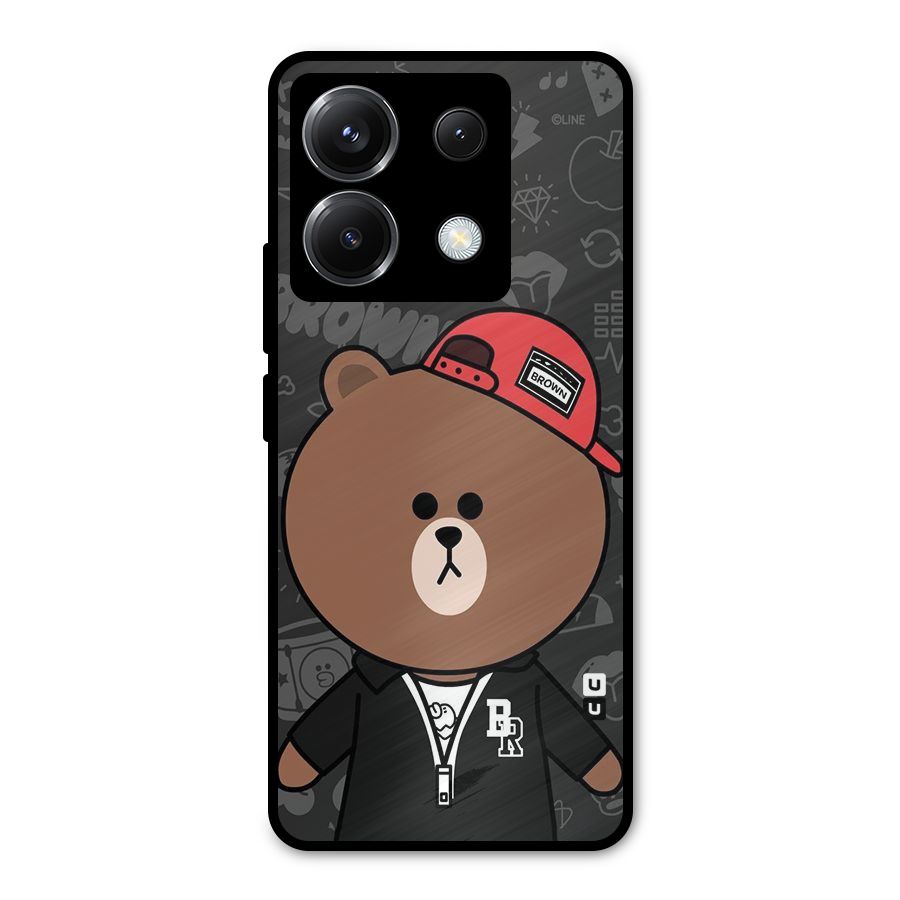 Panda Brown Metal Back Case for Poco X6