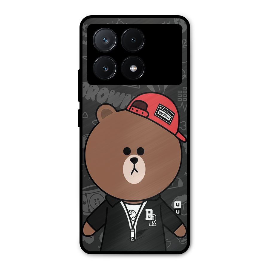 Panda Brown Metal Back Case for Poco X6 Pro