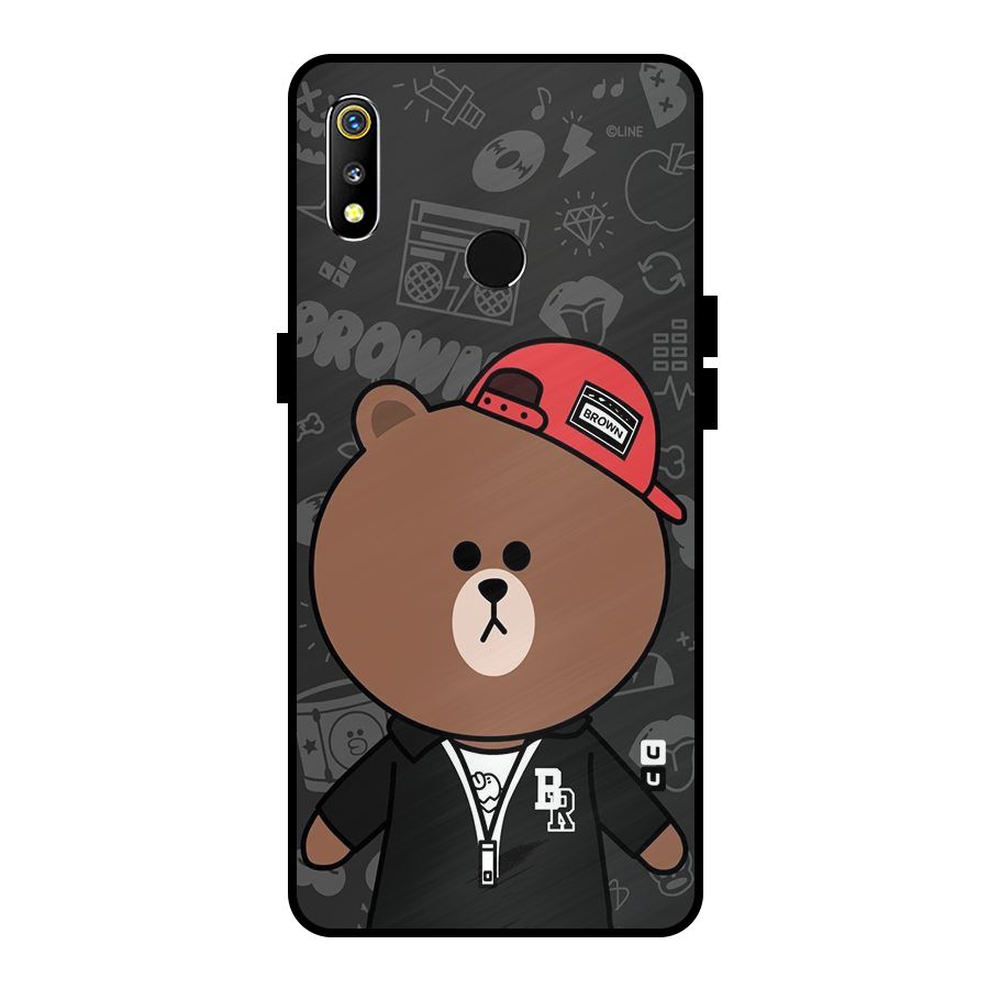 Panda Brown Metal Back Case for Realme 3i