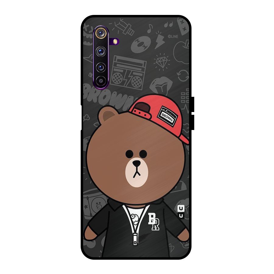 Panda Brown Metal Back Case for Realme 6 Pro