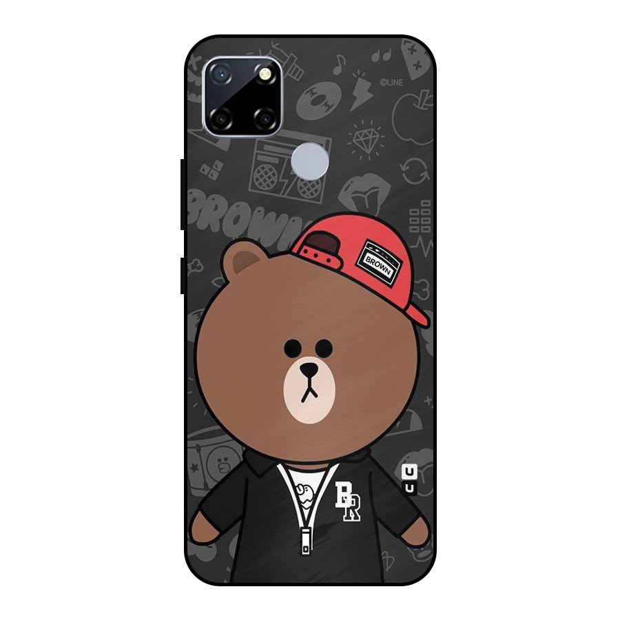 Panda Brown Metal Back Case for Realme Narzo 20
