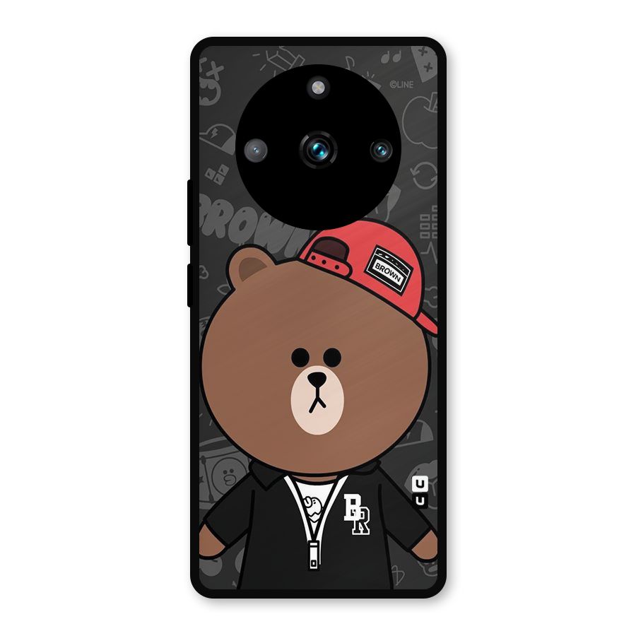 Panda Brown Metal Back Case for Realme Narzo 60 Pro