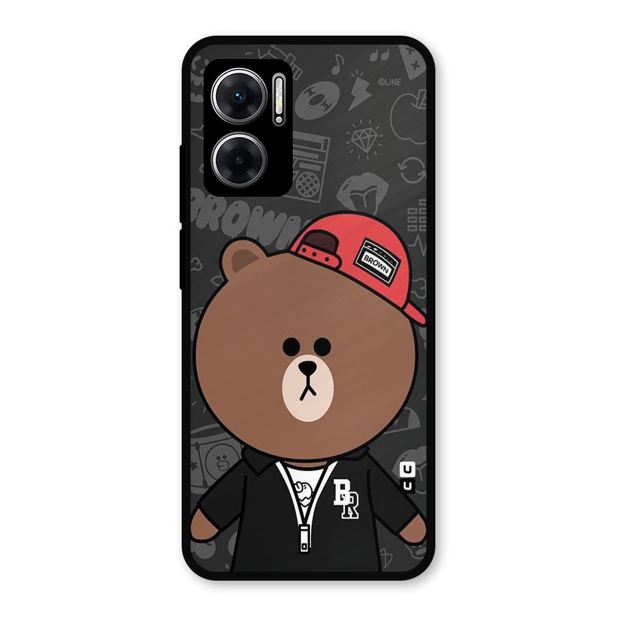 Panda Brown Metal Back Case for Redmi 11 Prime 5G