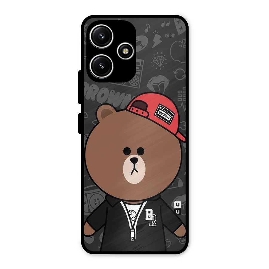 Panda Brown Metal Back Case for Redmi 12 5G