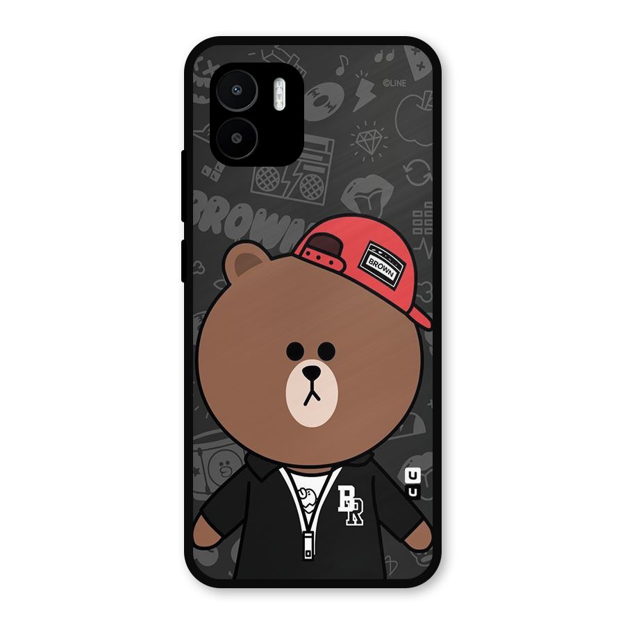 Panda Brown Metal Back Case for Redmi A1