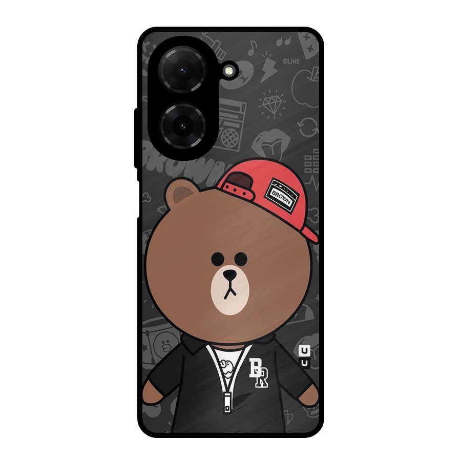 Panda Brown Metal Back Case for Redmi A5 4G