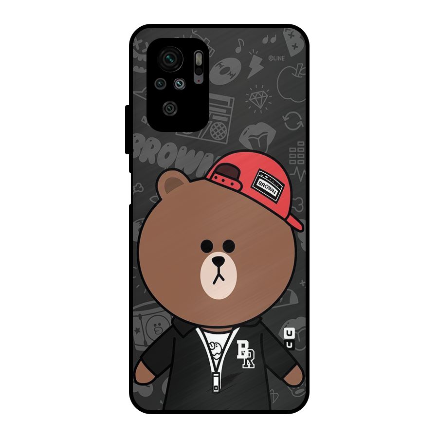 Panda Brown Metal Back Case for Redmi Note 10S