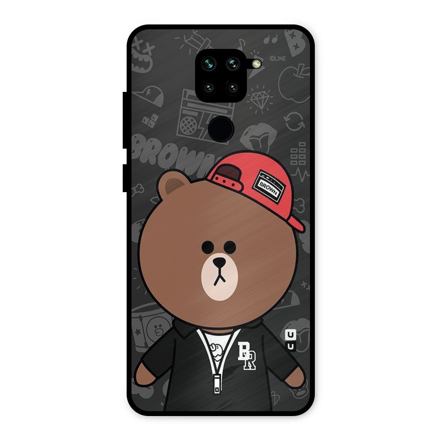 Panda Brown Metal Back Case for Redmi Note 9