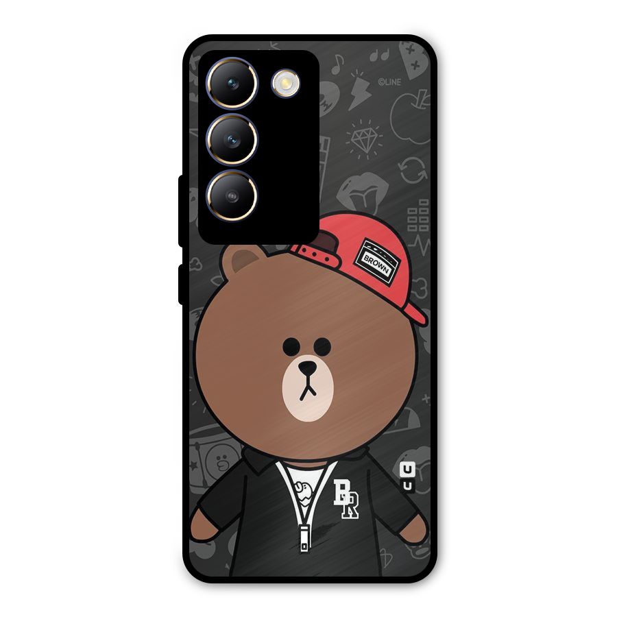 Panda Brown Metal Back Case for Vivo T3 5G