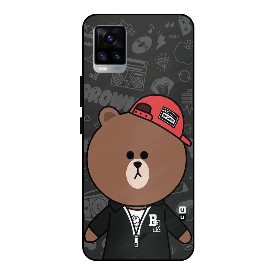 Panda Brown Metal Back Case for Vivo V20 2021