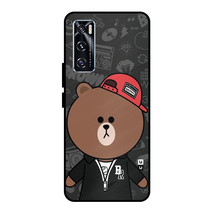 Panda Brown Metal Back Case for Vivo V20 SE