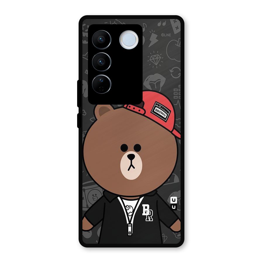 Panda Brown Metal Back Case for Vivo V27 Pro