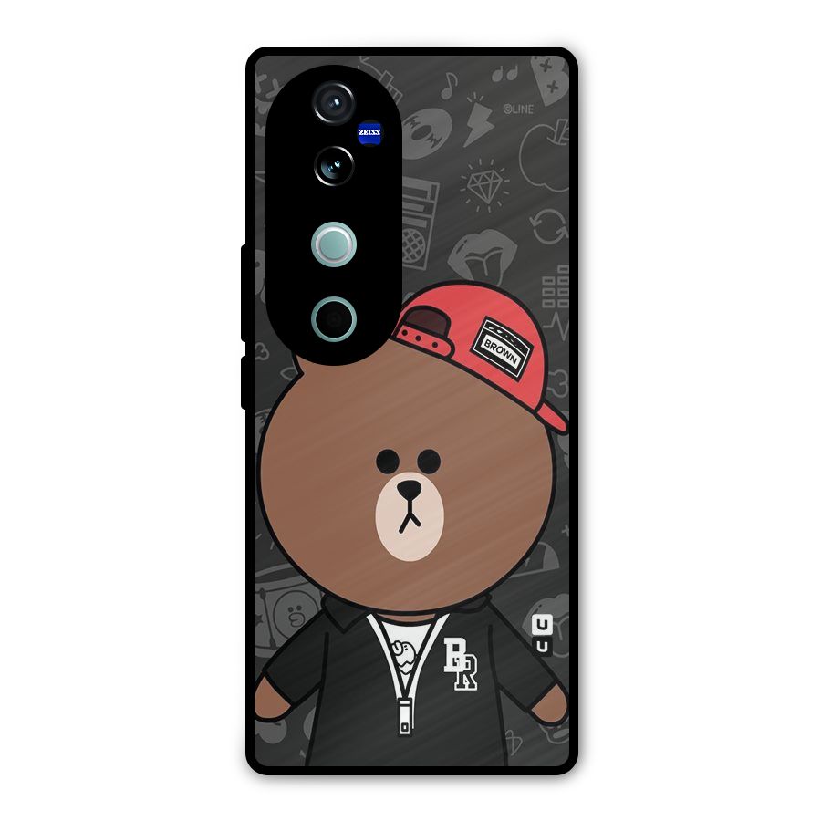 Panda Brown Metal Back Case for Vivo V40