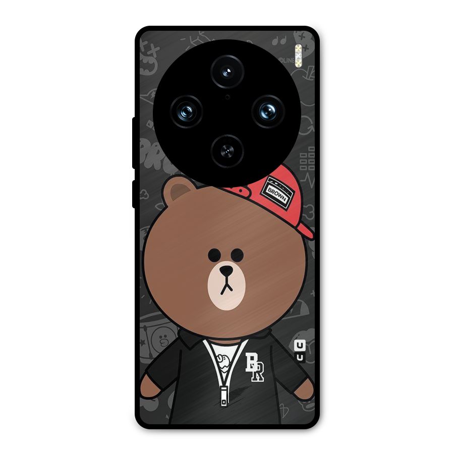Panda Brown Metal Back Case for Vivo X100 Pro