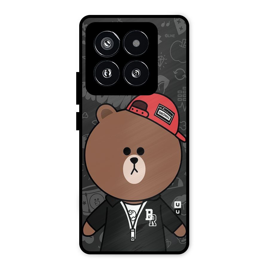 Panda Brown Metal Back Case for Xiaomi 14 Pro