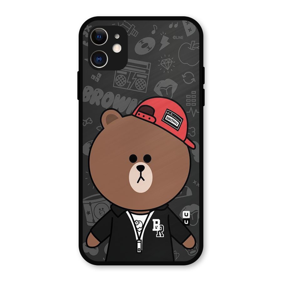 Panda Brown Metal Back Case for iPhone 11