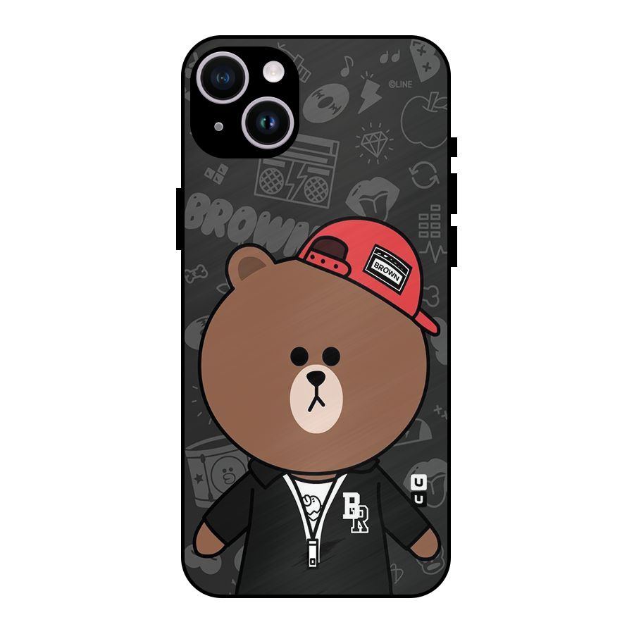 Panda Brown Metal Back Case for iPhone 14 Plus
