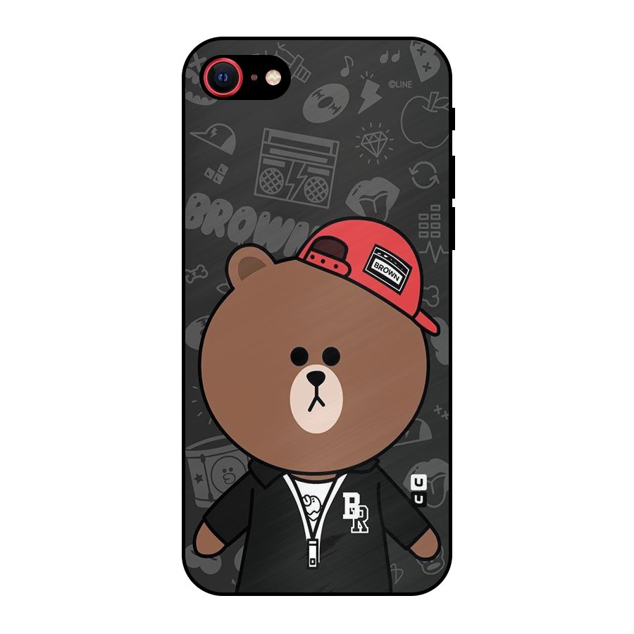 Panda Brown Metal Back Case for iPhone 8