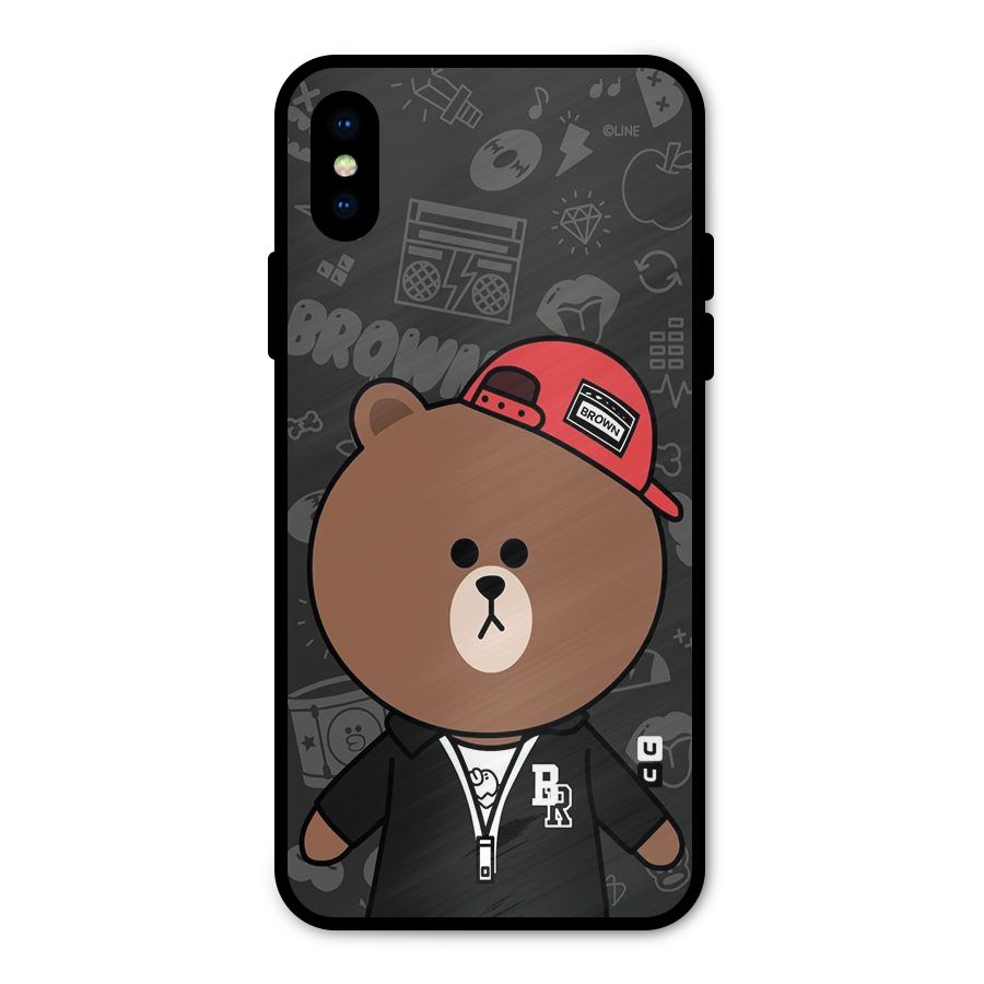 Panda Brown Metal Back Case for iPhone XS