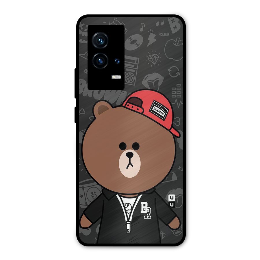 Panda Brown Metal Back Case for iQOO 9 5G