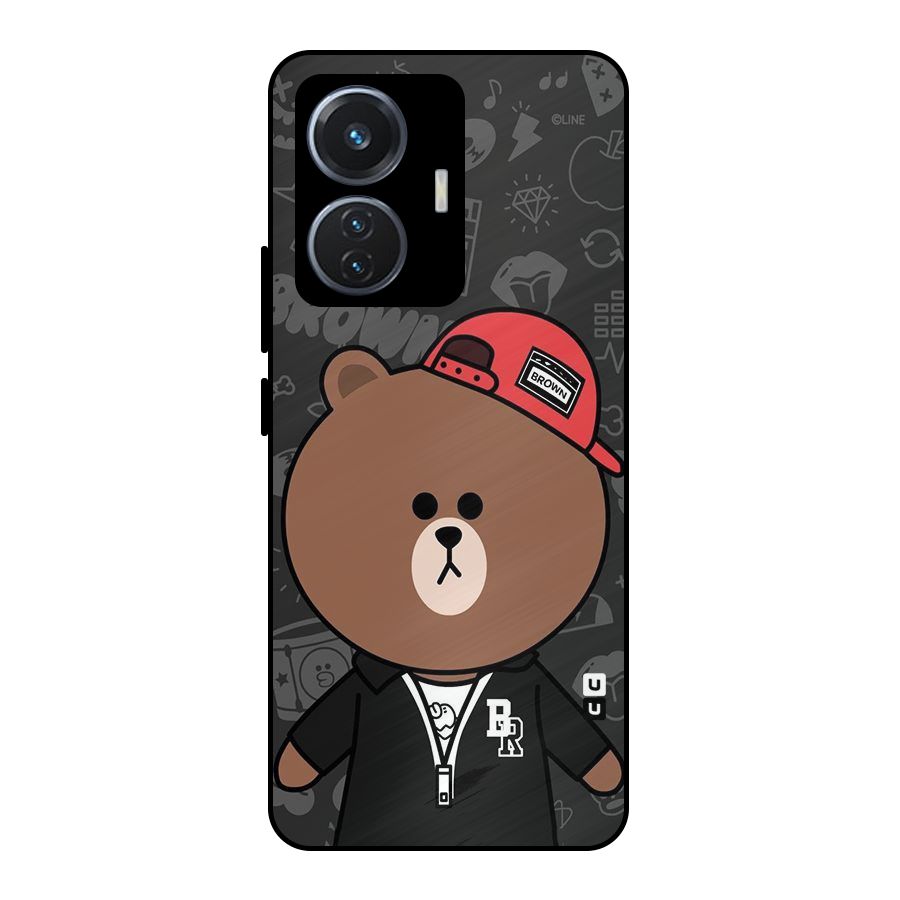 Panda Brown Metal Back Case for iQOO Z6 44W