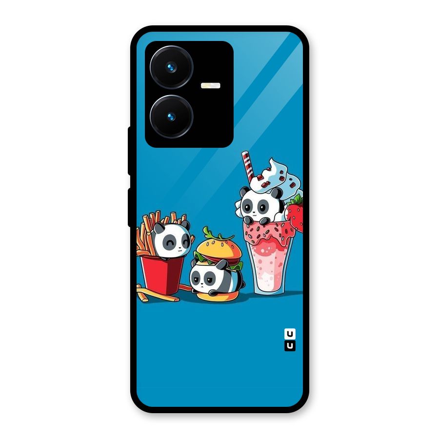 Panda Lazy Glass Back Case for Vivo Y22s