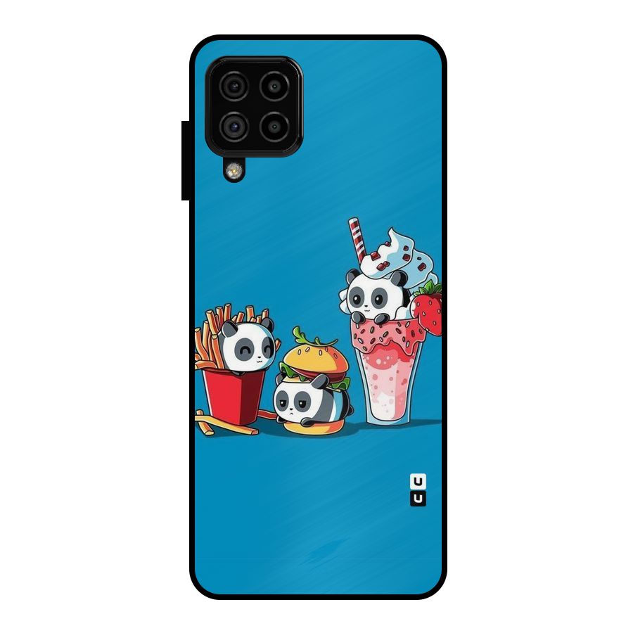Panda Lazy Metal Back Case for Galaxy A22 4G