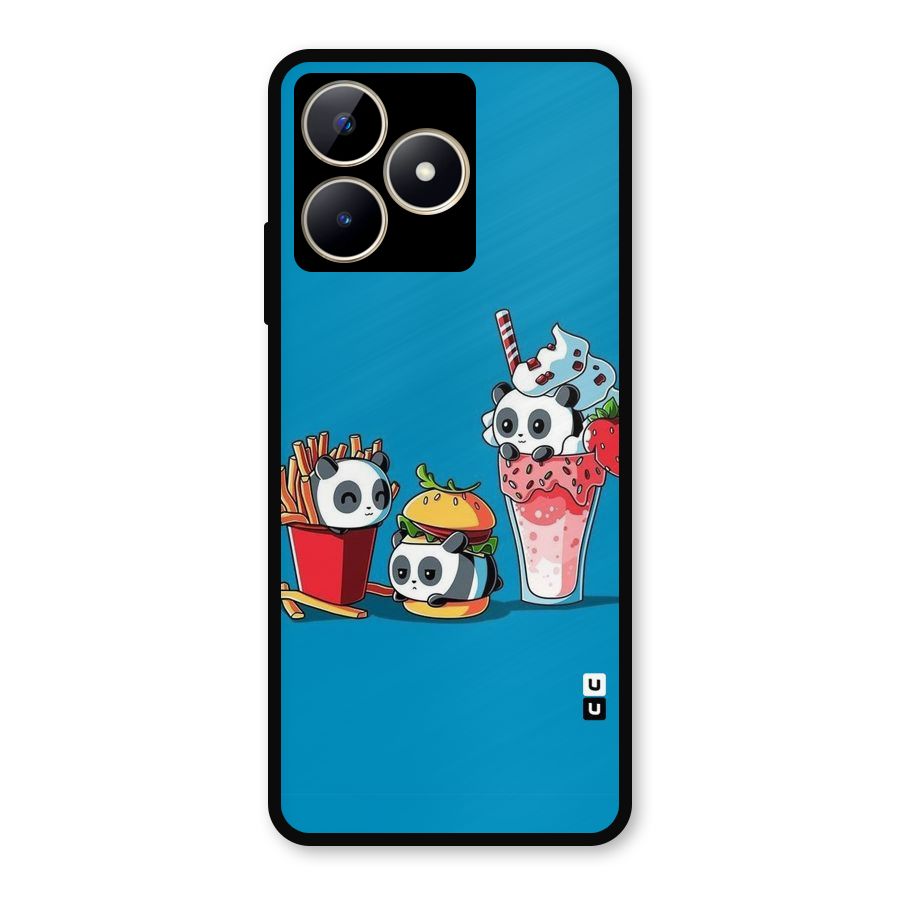 Panda Lazy Metal Back Case for Realme Narzo N53
