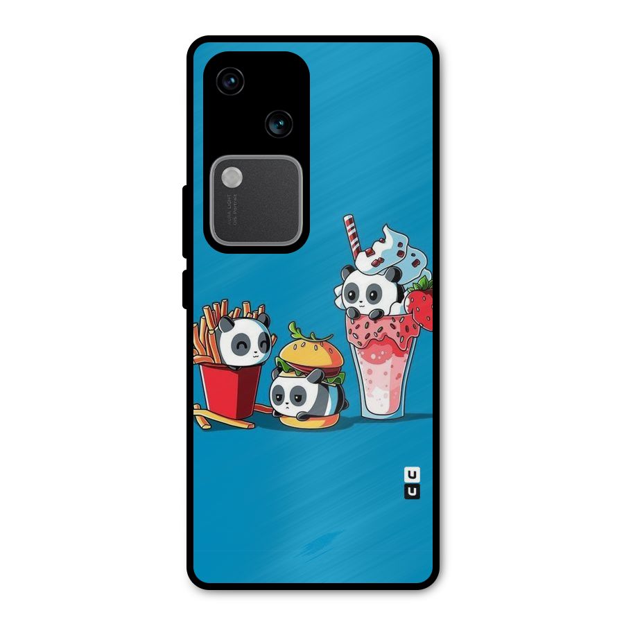 Panda Lazy Metal Back Case for Vivo V30