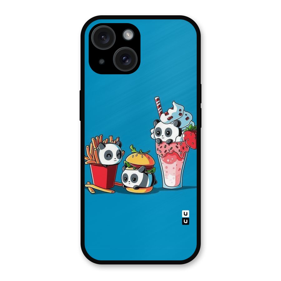 Panda Lazy Metal Back Case for iPhone 15