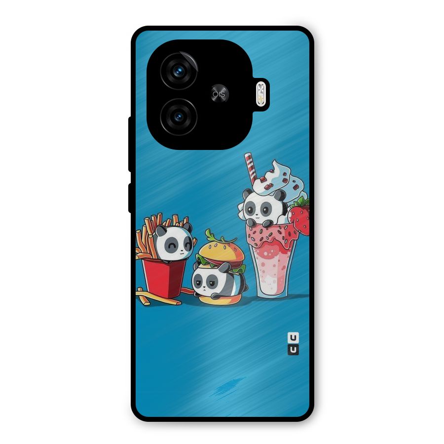 Panda Lazy Metal Back Case for iQOO Z9 Turbo