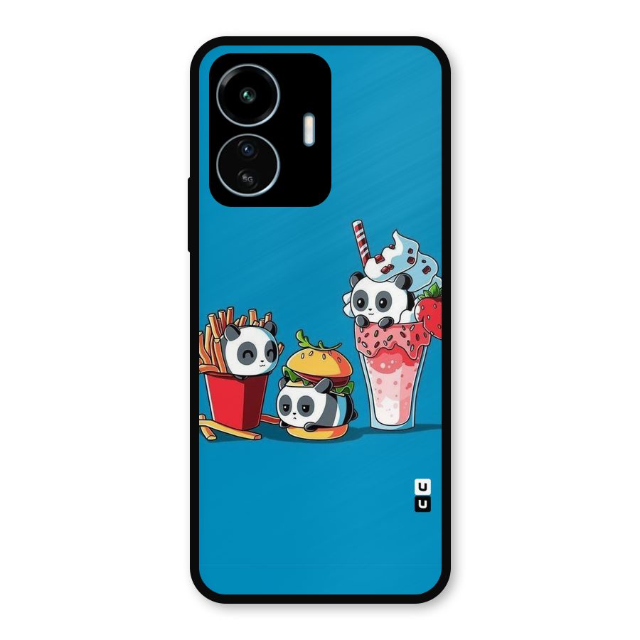 Panda Lazy Metal Back Case for vivo iQOO Z6 Lite 5G