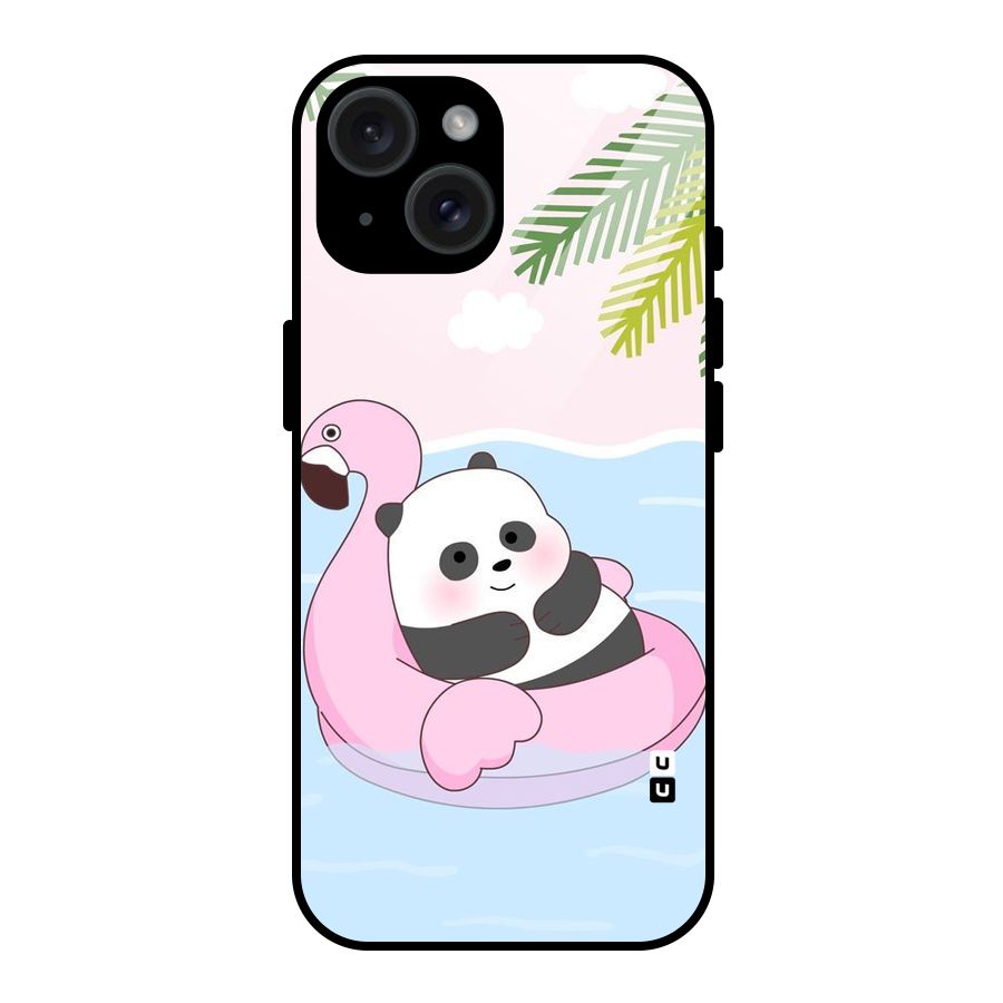 Panda Swim Glass Back Case for iPhone 15