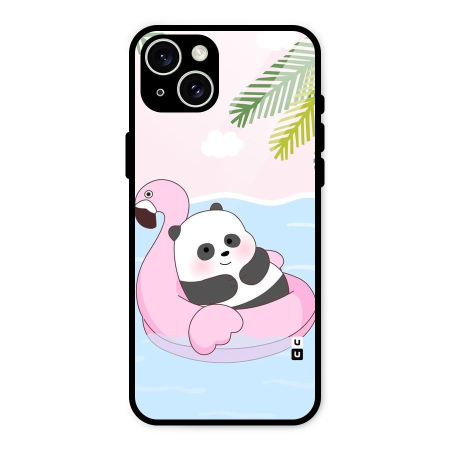 Panda Swim Glass Back Case for iPhone 15 Plus