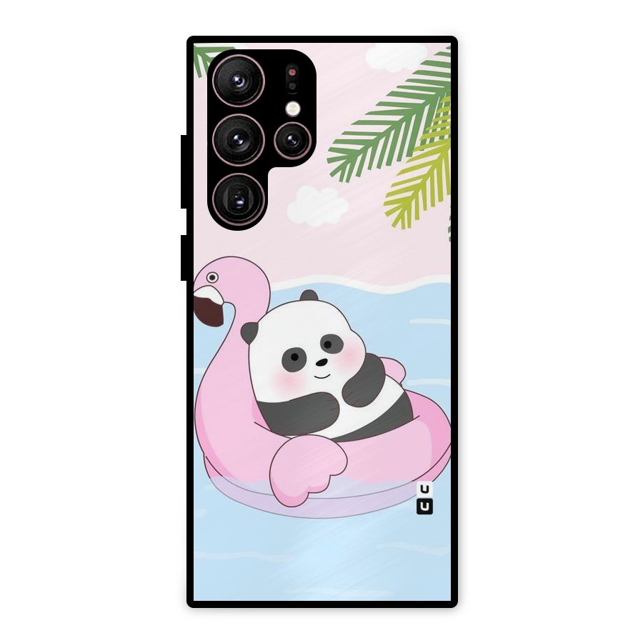 Panda Swim Metal Back Case for Galaxy S22 Ultra 5G