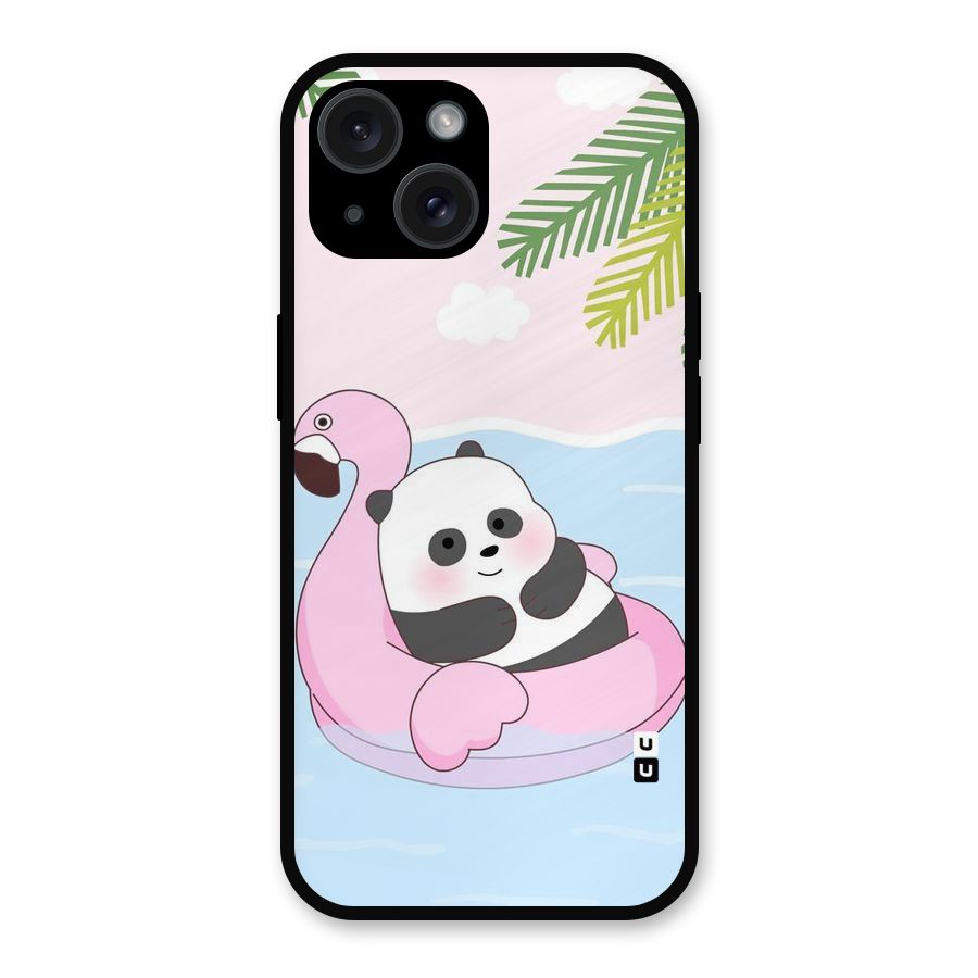 Panda Swim Metal Back Case for iPhone 15