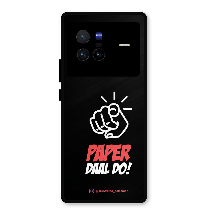 Paper Daal Do Black Metal Back Case for Vivo X80