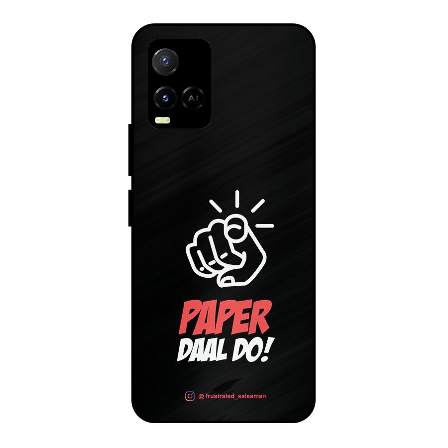 Paper Daal Do Black Metal Back Case for Vivo Y21A