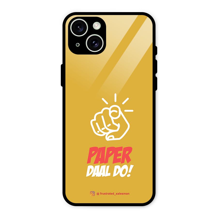 Paper Daal Do Mustard Yellow Glass Back Case for iPhone 15 Plus