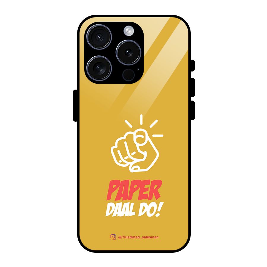 Paper Daal Do Mustard Yellow Glass Back Case for iPhone 15 Pro