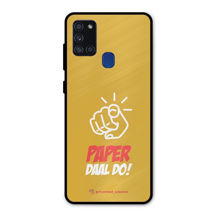 Paper Daal Do Mustard Yellow Metal Back Case for Galaxy A21s