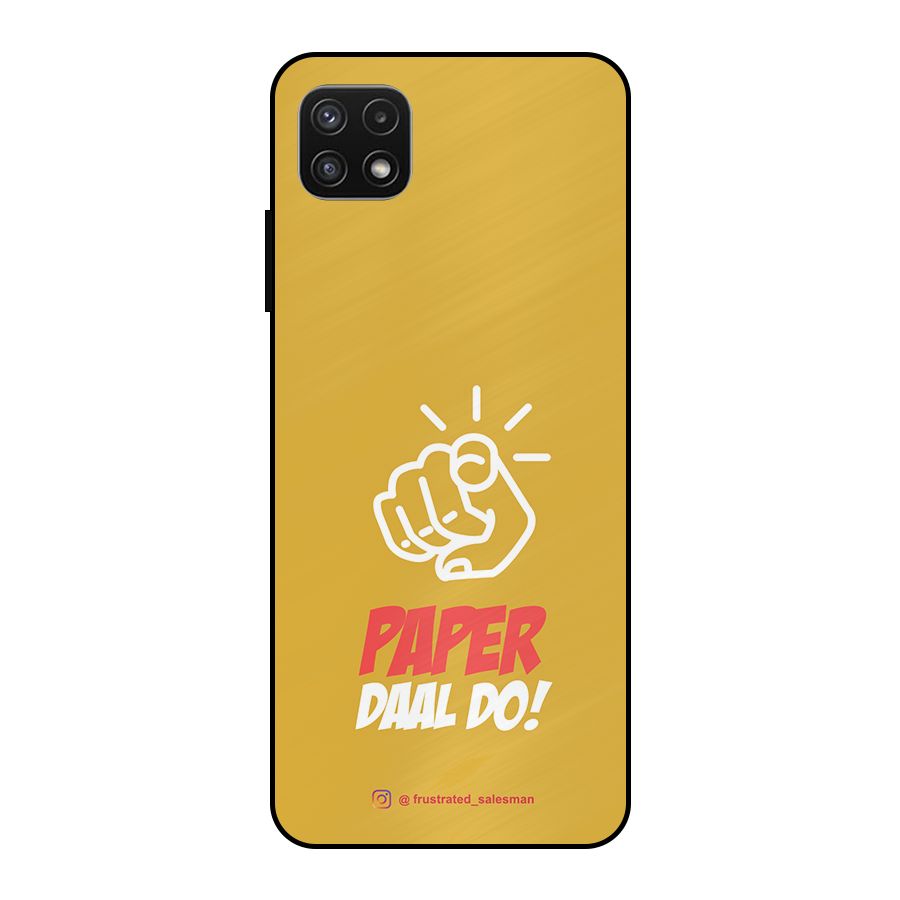 Paper Daal Do Mustard Yellow Metal Back Case for Galaxy A22 5G