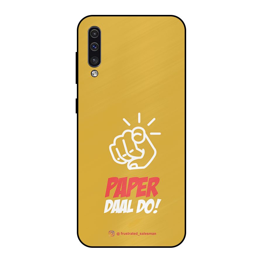 Paper Daal Do Mustard Yellow Metal Back Case for Galaxy A50s
