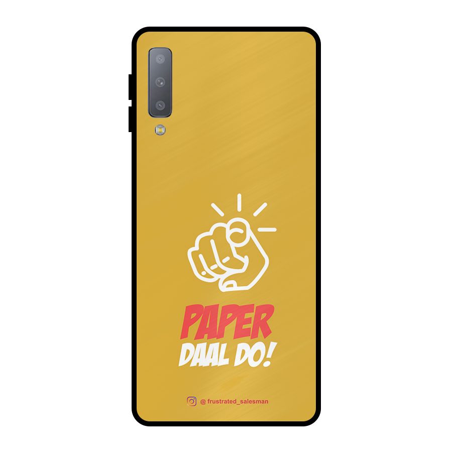 Paper Daal Do Mustard Yellow Metal Back Case for Galaxy A7 (2018)