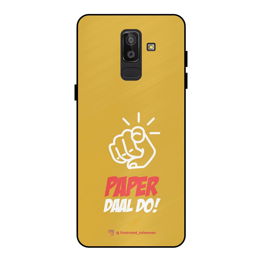 Paper Daal Do Mustard Yellow Metal Back Case for Galaxy J8